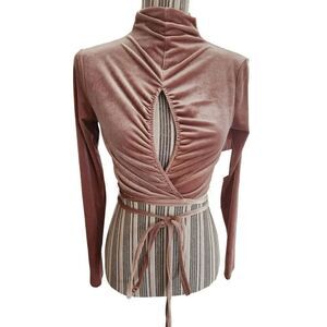 Open Edit Velour Mocha crop top women's size S